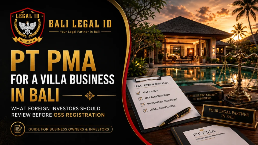 PT PMA for a Villa Business in Bali What Foreign Investors Should Review Before OSS Registration