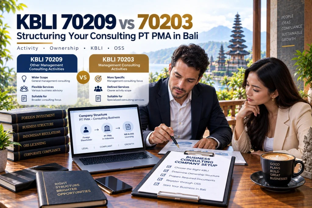 KBLI 70209 vs 70203: Structuring Your Consulting PT PMA in Bali